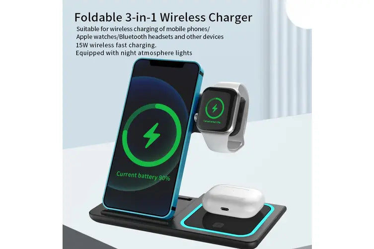 3 In 1 15W Qi Wireless Charger Dock Station For Apple Watch For iPhone For Airpods Pro Phone Wireless Chargers