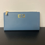 Blue Solid Bi-Fold Wallet for Women