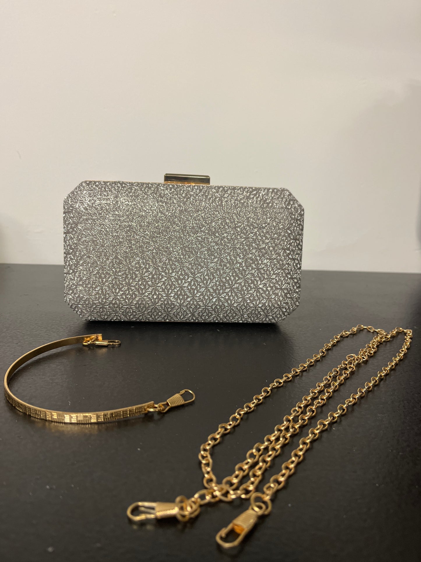 Shimmery Silver Cluth Purse