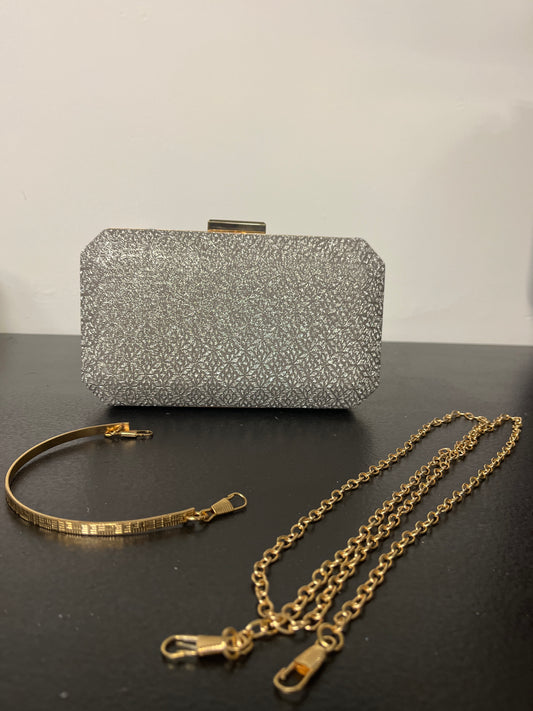 Shimmery Silver Cluth Purse
