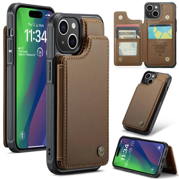 SHOCKPROOF BACK CASE COVER WITH WALLET FOR IPHONE 15 PLUS