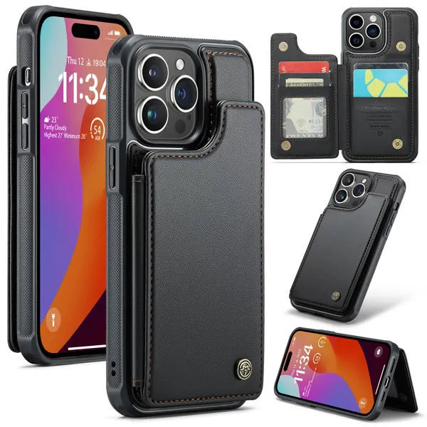 SHOCKPROOF BACK CASE COVER WITH WALLET FOR IPHONE 15 PRO