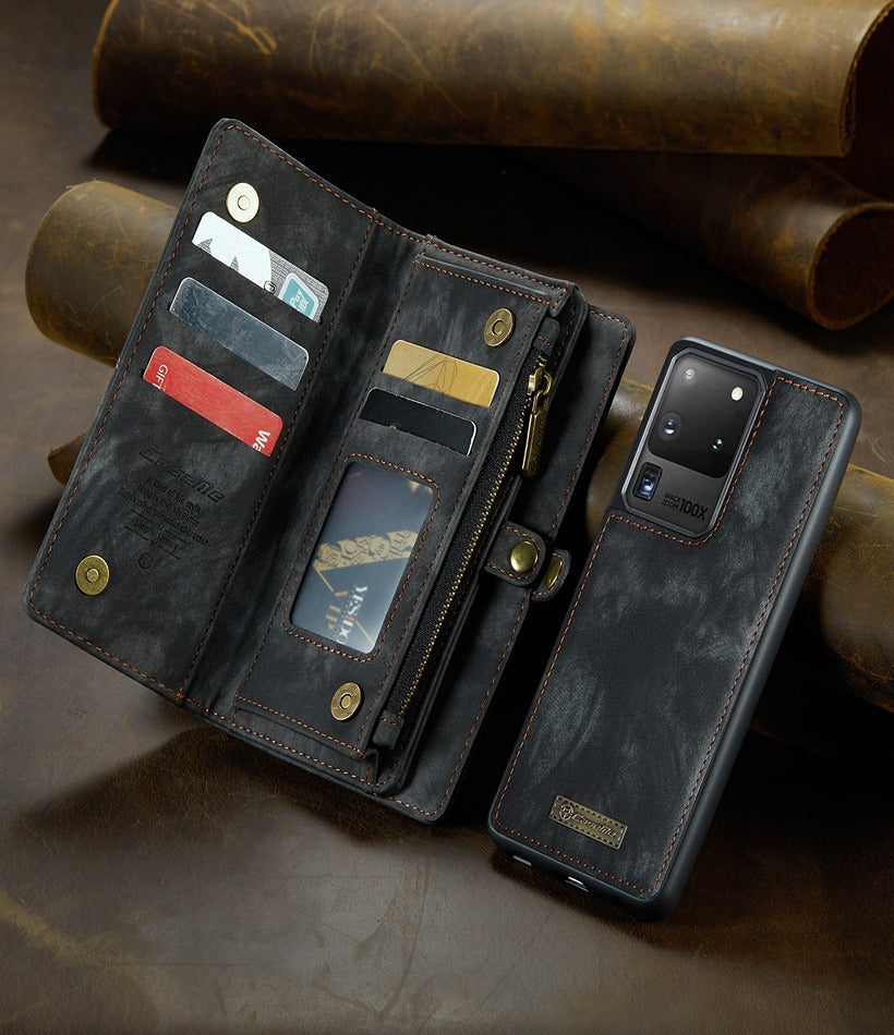 Samsung Galaxy S20 Ultra CaseMe  Magnetic Detachable Leather Wallet Case with Wrist Strap