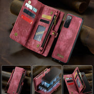 CaseMe Samsung Galaxy S20 Fe Magnetic Detachable Leather Wallet Case with Wrist Strap Black Brown red Blue