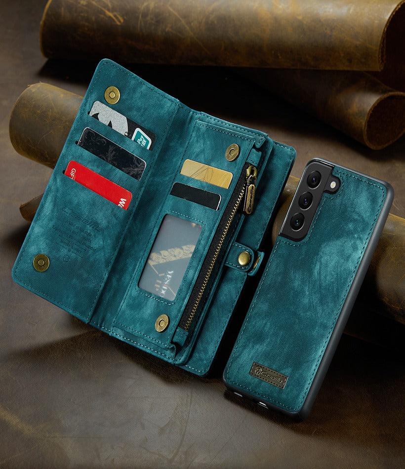 Samsung Galaxy S21 
CaseMe Magnetic Detachable Leather Zipper Wallet Case with Wrist Strap