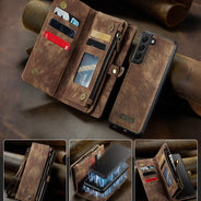 Samsung Galaxy S21 FE 
CaseMe Magnetic Detachable Leather Zipper Wallet Case with Wrist Strap